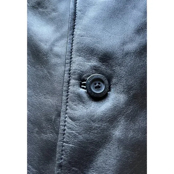 Vintage US Polo Assn Black Genuine Leather Jacket Men’s Sz XL Button Bomber